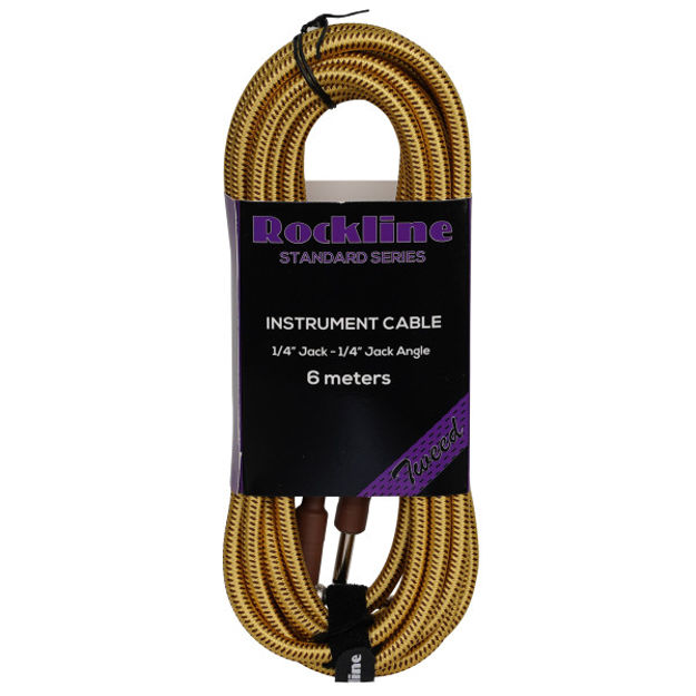 Rockline vinklet tweed instrument kabel 6m JACK/JACK