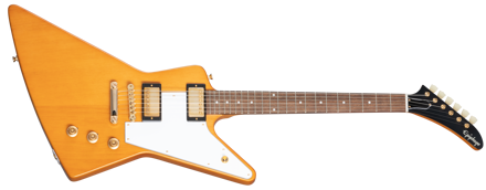 Epiphone 1958 Korina Explorer white pickguard aged natural, inkludert koffert