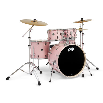 PDP Komplett 5-trommers trommesett i Pale Rose med 3-pack Paiste 101 cymbaler og komplett hardware pakke