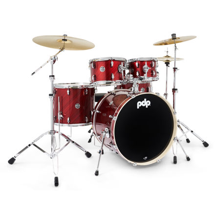 PDP Komplett 5-trommers trommesett i TW Cherry med 3-pack Paiste 101 cymbaler og komplett hardware pakke