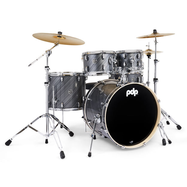 PDP Komplett 5-trommers trommesett i TW Graphite med 3-pack Paiste 101 cymbaler og komplett hardware pakke