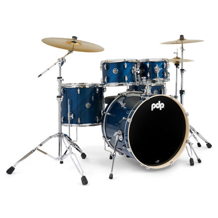 PDP Komplett 5-trommers trommesett i TW Blue Steel med 3-pack Paiste 101 cymbaler og komplett hardware pakke