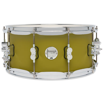 PDP Concept Maple Satin Olive 6.5x14 skarptomme med krom hardware