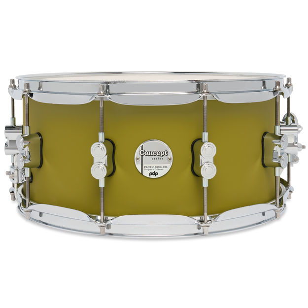 PDP Concept Maple Satin Olive 6.5x14 skarptomme med krom hardware
