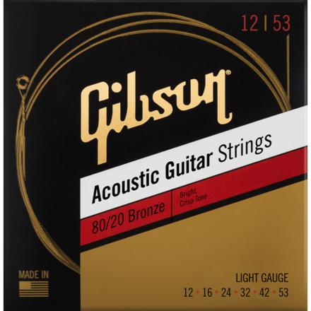 Gibson S & A 80/20 Bronze Acoustic Guitar Strings | Light (12-53)