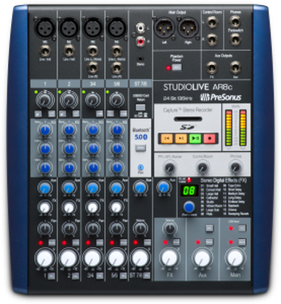 PreSonus StudioLive AR8c Analog Mixer, Blue, 230-240V EU