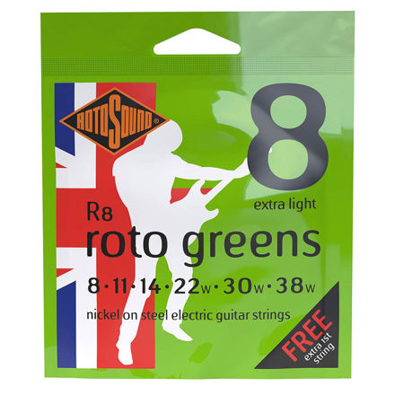 Rotosound Roto Greens string set electric nickel wound 8-38 (R8)