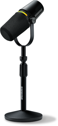 Shure XLR/USB Speech Microphone, Podcast Kit Black + Stand