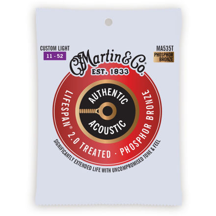 Martin MA535T Authentic Acoustic Lifespan 2.0 Strings 92/8 Phosphor Bronze - Custom Light