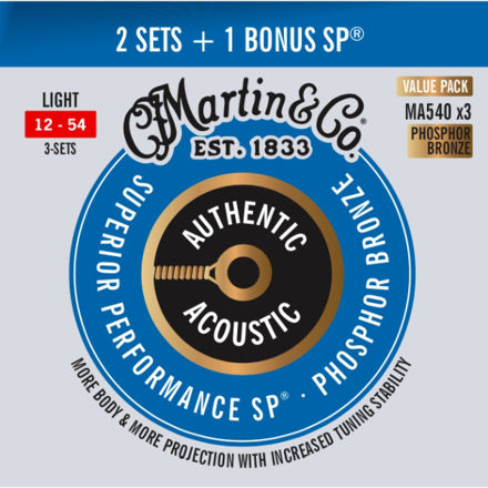 Martin MA540PK Authentic Acoustic SP Phosphor Bronze - Light, 3 Sets