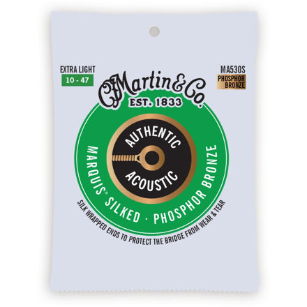 Martin MA530S Authentic Acoustic Marquis Silked Guitar Strings Phosphor Bronze - Extra Light