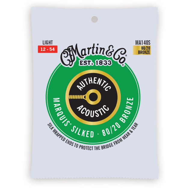 Martin MA140S Authentic Acoustic Marquis Silked Guitar Strings 80/20 - Bronze Light