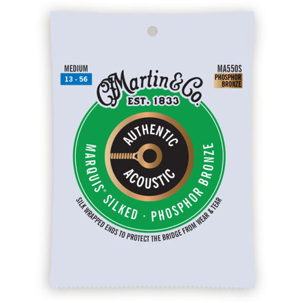 Martin MA550S Authentic Acoustic Marquis Silked Guitar Strings 92/8 Phosphor Bronze - Medium