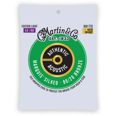 Martin MA175S Authentic Acoustic Marquis Silked Guitar Strings 80/20 Bronze - Custom Light