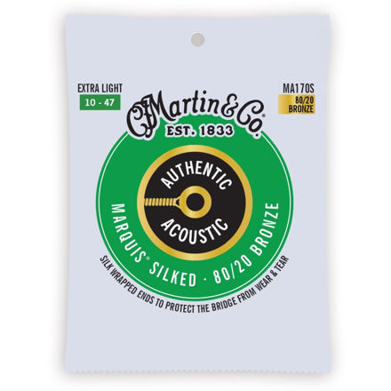 Martin MA170S Authentic Acoustic Marquis Silked Guitar Strings 80/20 Bronze - Extra Light
