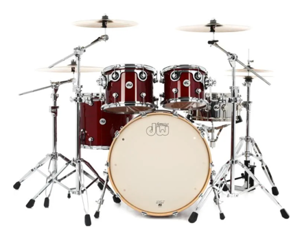 DW Design Series 4-Piece Maple Shell Pack, Cherry Stain w/Chrome Hardware