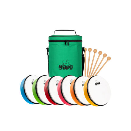 Nino Percussion NINOSET45 ABS Hand Drum Set, 6 deler