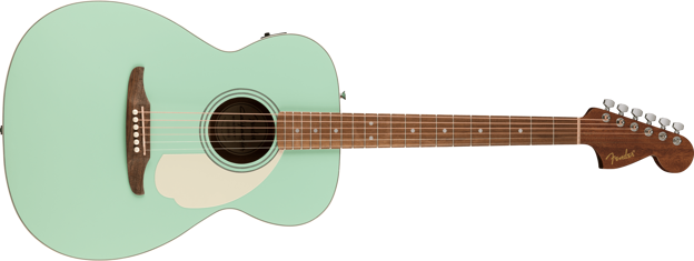 Fender California std Monterey E, Spruce Top, Ivory Pickguard, Surf Green