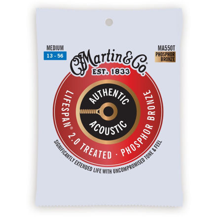 Martin Guitar MA550T Authentic Acoustic Lifespan 2.0 Guitar Strings 92/8 Phosphor Bronze - Medium