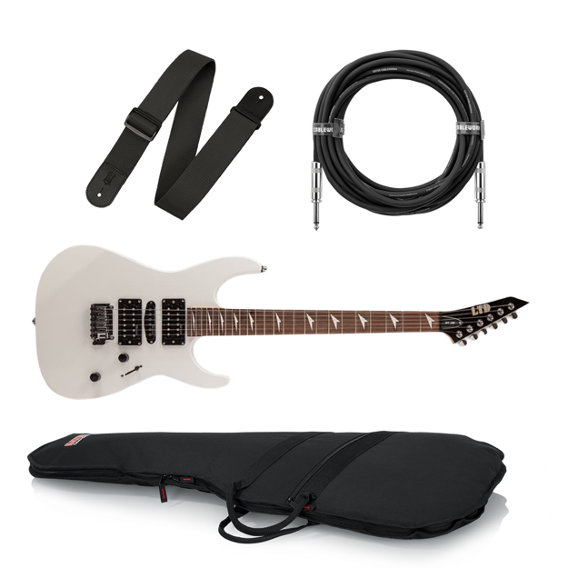 Pakke: LTD MT-130 Snow White inkl. bag, reim og kabel