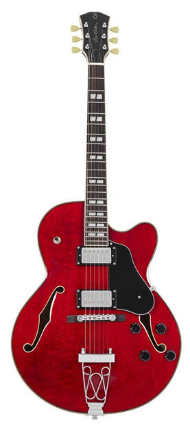 Sire H7F archtop guitar, see through red