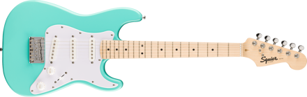 Squier Mini Stratocaster, Maple Fingerboard, White Pickguard, Sea Foam Green
