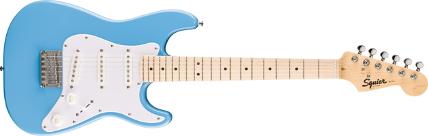 Squier Mini Stratocaster, Maple Fingerboard, White Pickguard, California Blue