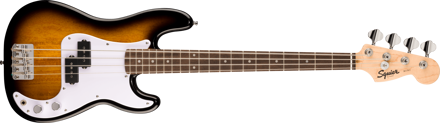 Squier Mini Precision Bass, Laurel Fingerboard, White Pickguard, 2-Color Sunburst