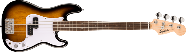 Squier Mini Precision Bass, Laurel Fingerboard, White Pickguard, 2-Color Sunburst